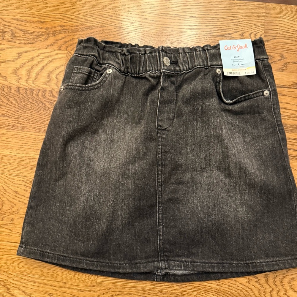XL Cat & Jack Charcoal black denim skirt